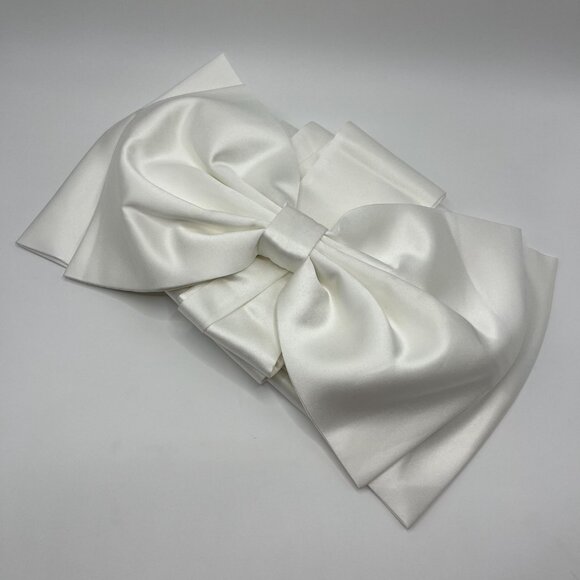 White Satin Large Bow Floor-Length Bow Sash, Wedding Dress Embellishment - Picture 5 of 5